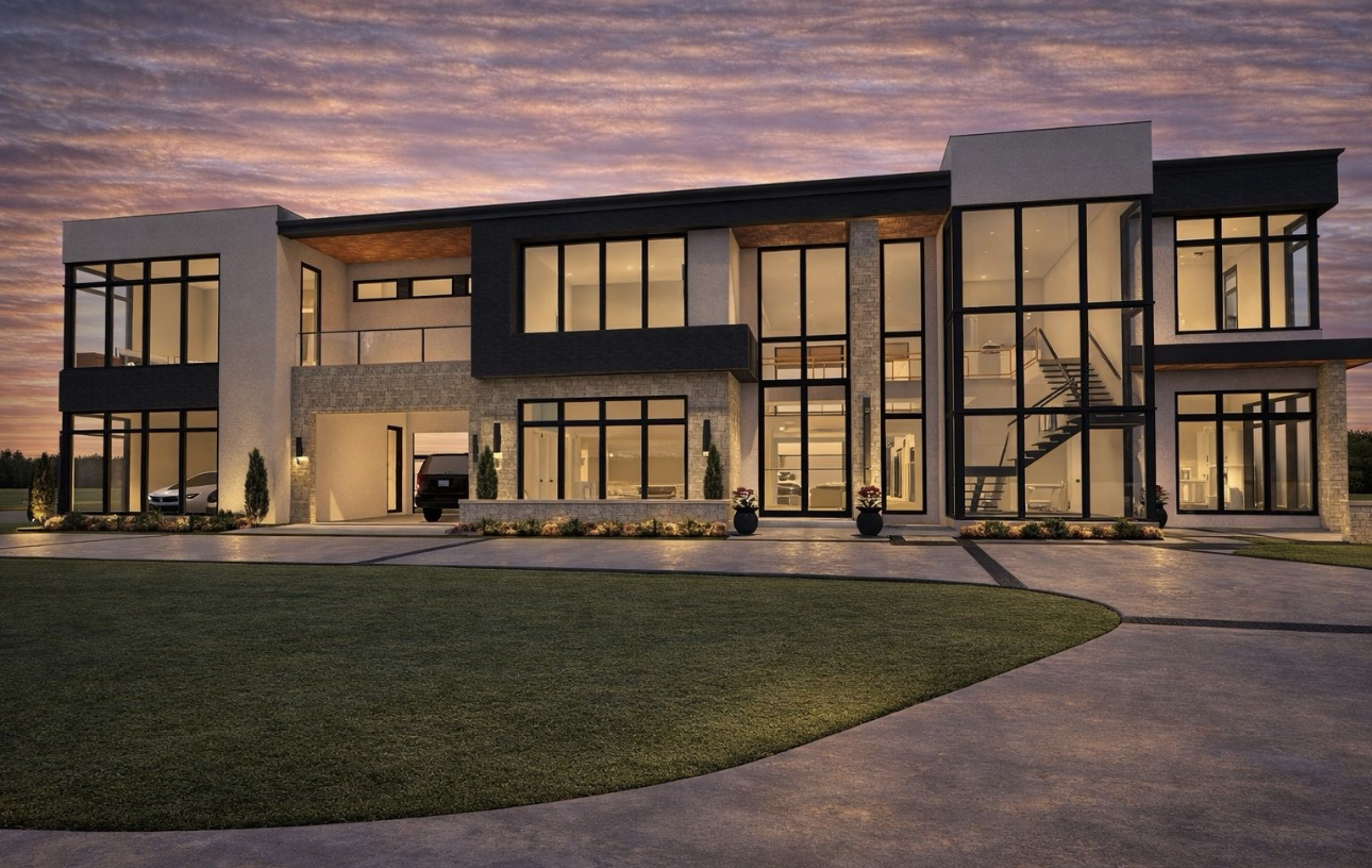 Front elevation of custom residence